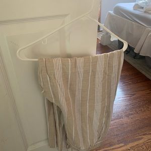 High-Waisted Striped Linen-Blend Wide-Leg Pants